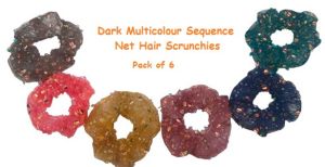 Light Pastel Multi Sequence Net Hair Scrunchies-RB-92-D