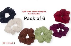 Light Pastel Sparkle Georgette Hair Scrunchies-RB-118-L-1