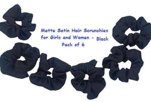 Matte Satin Hair Scrunchies-RB-76-Black