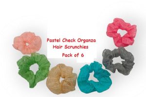Pastel Checks Organza Hair Scrunchies-RB-114-Light