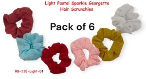Pastel Sparkle Luxe Georgette Hair Scrunchies-RB-118-L2