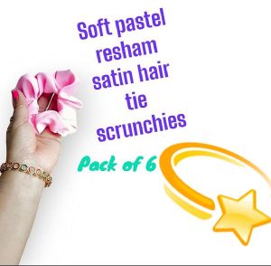 Resam Satin Pastel Hue Hair Scrunchies-RB-113-Light