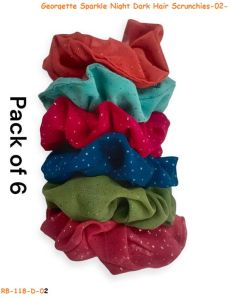 Georgette Sparkle Night Dark Hair Scrunchies-RB-118-D2