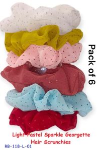 Pastel Sparkle Luxe Georgette Hair Scrunchies-RB-118-L2