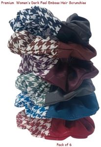 Premium Women\'s Dark Feel Emboss Hair Scrunchies RB-175-D