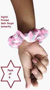 Digital Printed Soft Georgette Hair Scrunchies RB-69-Small Flowers