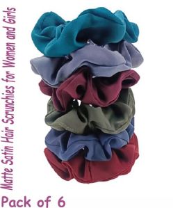 Matte Satin Hair Scrunchies -RB-76-Dark