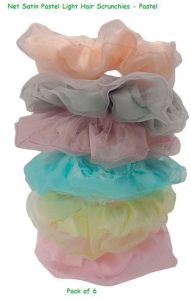 Net Satin Pastel Light Hair Scrunchies-RB-88-L