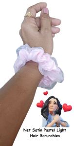 Net Satin Pastel Light Hair Scrunchies-RB-88-L