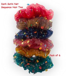 Dark Satin Net Sequence Hair Ties