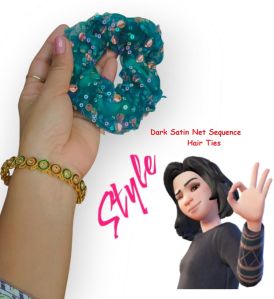 Dark Satin Net Sequence Hair Ties