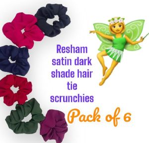 Resam Satin Dark Shade Hair Scrunchies-RB-113-Dark solid