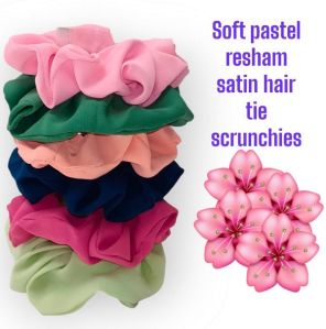Resam Satin Pastel Hue Hair Scrunchies-RB-113-Light