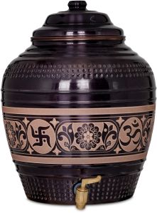 Antique Etching Copper Matka with Lacquered
