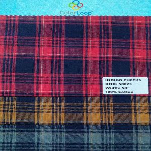 Indigo Checks Cotton Fabric