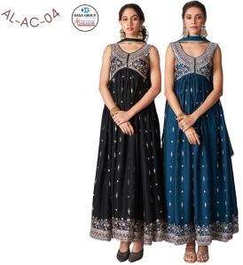 Black Embroidered Georgette Anarkali Suit