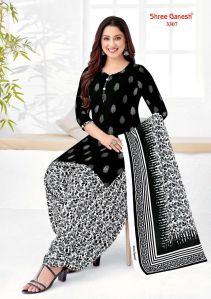 Shree Ganesh White Black Vol-3 Dress Material