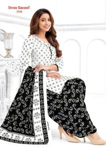 Shree Ganesh White Black Vol-3 Dress Material