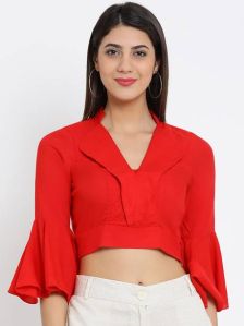 Ladies Fancy Red Crop Top