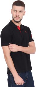 Mens Plain Cotton Black Polo T-shirt