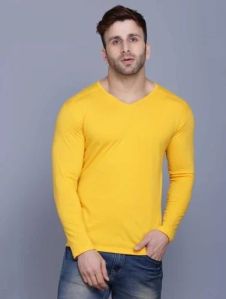 Mens Yellow Cotton Full Sleeve T-Shirt
