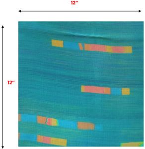 Orange Bands On Aqua Printed Fabric