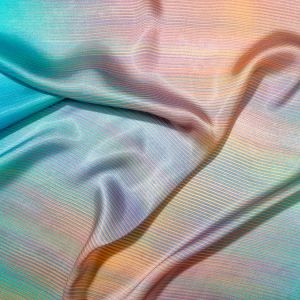 Warm Lines on Aqua Printed Fabric