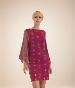 Magenta Grid Printed Fabric