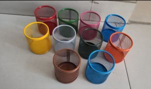 Multicolor Round Iron Mesh Pen Holder