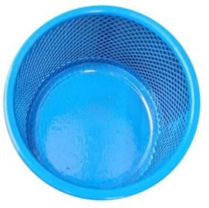 Round Blue Iron Mesh Pen Holder