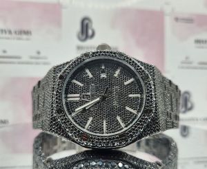 Iced Out Audemars Piguet Black Moissanite Diamond Watch