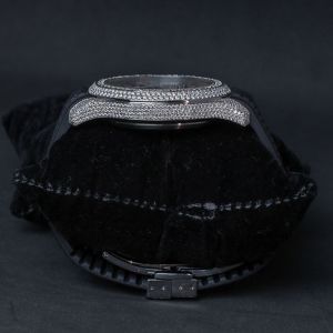 Iced Out Patek Philippe Moissanite Watch With Black Rubber Strap