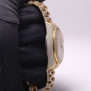 Golden Iced Out Rolex Moissanite Watch
