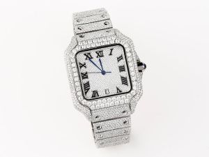 Iced Out Cartier Santos Moissanite Watch