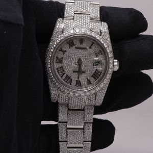 Fully Iced Out Rolex Moissanite Diamond Watch