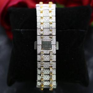 Silver and Golden Audemars Piguet Round Iced Out Moissanite Watch