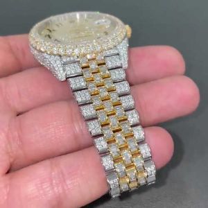White &AMP; Yellow Gold Rolex Datejust Full Iced Out Two Tone Diamond Watch