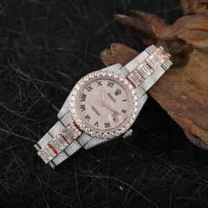 White &AMP; Rose Gold Rolex Full Iced Out Two Tone Moissanite Diamond Watch