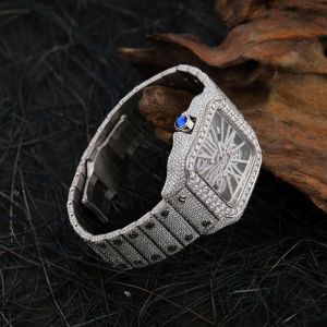 Luxury Cartier Skeleton Iced Out Moissanite Diamond Watch