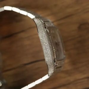 Luxury Cartier Santos Fully Iced Out Square Dial Moissanite Diamond Watch