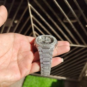 Silver Iced Out Patek Philippe Moissanite Watch