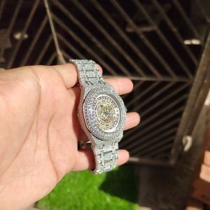 Round Dial Fully Iced Out AP Moissanite Watch