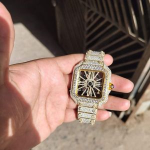 Fully Iced Out Cartier Skeleton Moissanite Watch