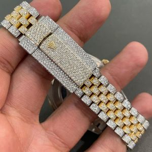 Roman Dial Rolex Datejust Full Iced Out Two Tone Moissanite Diamond Watch
