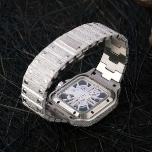 Luxury Cartier Skeleton Iced Out Moissanite Diamond Watch