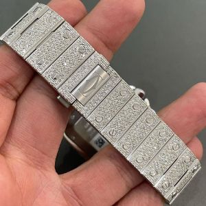 Cartier Santos Luxury Sky Blue Iced Out Moissanite Diamond Watch