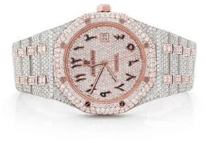 Audemars Piguet Arabic Dial Fully Iced Out Moissanite Diamond Watch