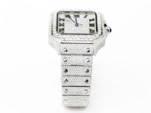 Iced Out Cartier Santos Moissanite Watch