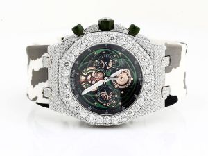 Iced Out AP Moissanite Watch With Rubber Strap