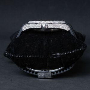 Iced Out Patek Philippe Moissanite Watch With Black Rubber Strap